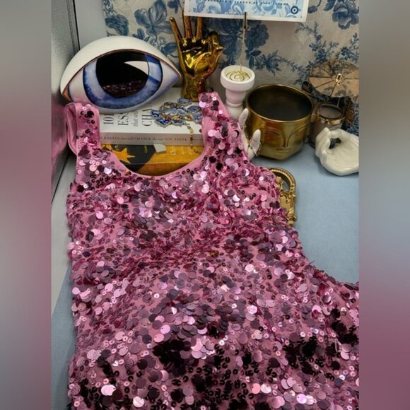 🆕 SIMKHAI 🧿 NWOT Bex Sequined Embellished Maxi Dress, Sorbet Pink- Sz US 4 - Picture 13 of 14